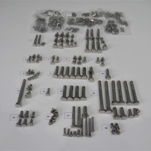 Komplet śrub, bez silnikowych, nierdzewne/polerowane, Jawa 350/354 Kyvacka