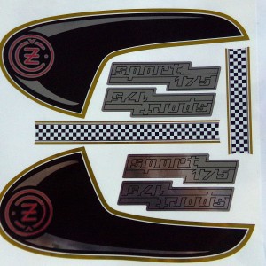 Stickers logo CZ on the fuel tank, 2 pcs, CZ 476, 477