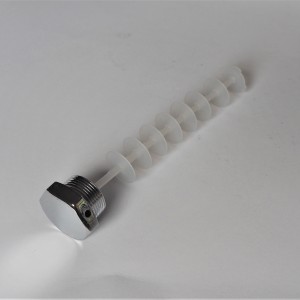 Śruba przedniego amortyzatora (chrom), z wkładką (tworzywo), Jawa, CZ