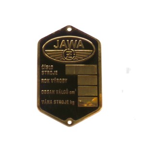 Tabliczka znamionowa, mosiądz, Jawa, CZ