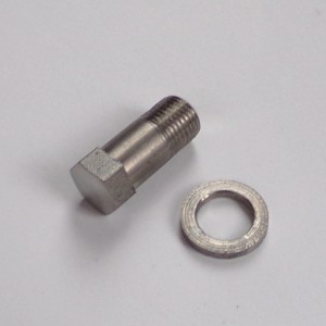 Śrubka przedniego zawieszenia, dolna, M10/1, klucz 11mm, nierdzewna, z podkładką, Jawa, CZ