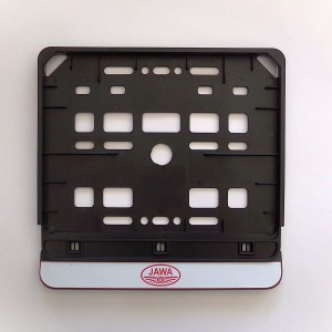 Ramka pod tablicę rejestracyjną na motocykl, z nadrukiem logo JAWA