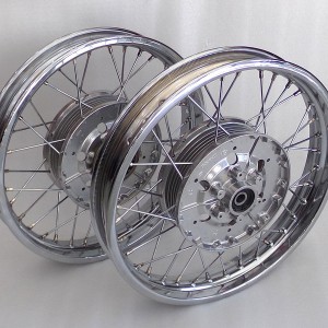 Koła - komplet, przednie, tylne, oryginał, po renowacji, bębny elektropolerowane, Jawa 250/350 Kyvacka