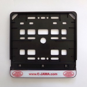 Ramka pod tablicę rejestracyjną na motocykl, z nadrukiem E-JAWA, z połyskiem