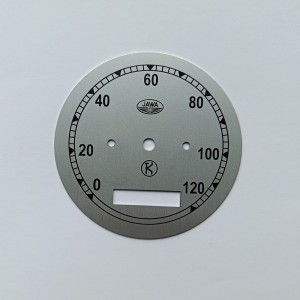 Cyferblat licznika 0-120km/h, srebrno-czarny, K, Jawa 250 Perak FJ