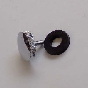 Śruba ramki lampy przedniej z gumową podkładką, chrom, Jawa 1956---