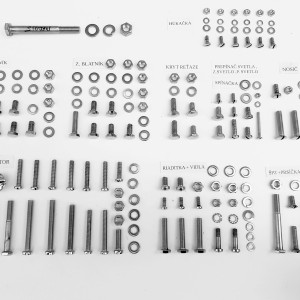 Komplet śrub, karoseria + silnik, nierdzewne/polerowane, Jawa 50