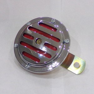 Klakson 12V czerwony, 100 mm, chrom, oryginał, Jawa 638-640